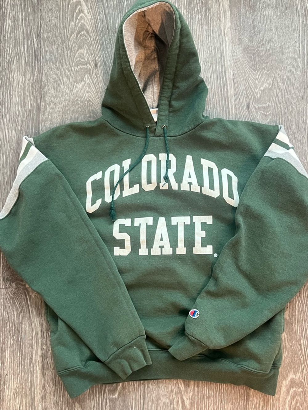Champion Green & Grey Striped Colorado State Hoodie - Picture 2 of 4